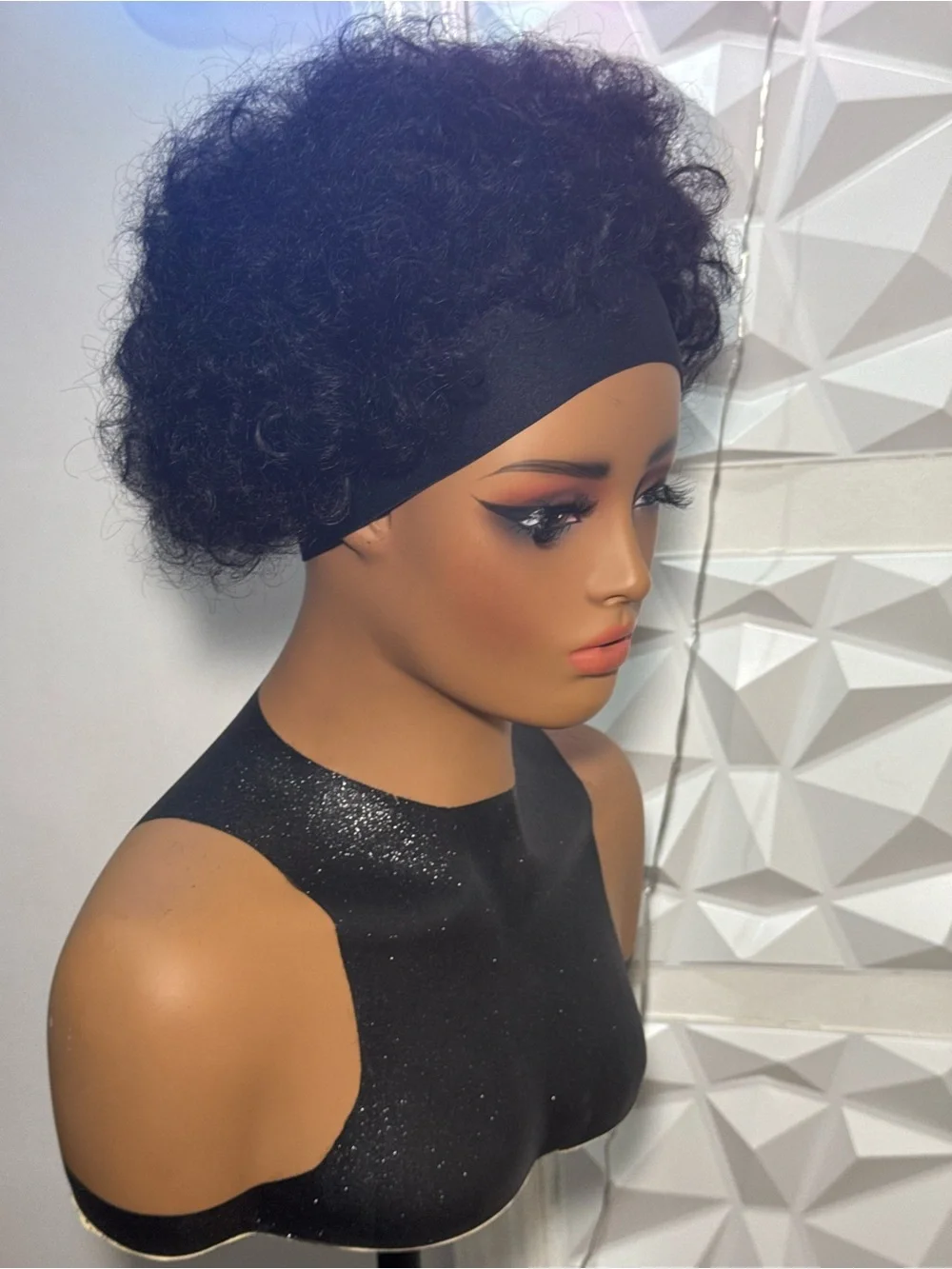 100% Human Hair Afro Curly Headband Wig | Glueless Short Natural Look Wig